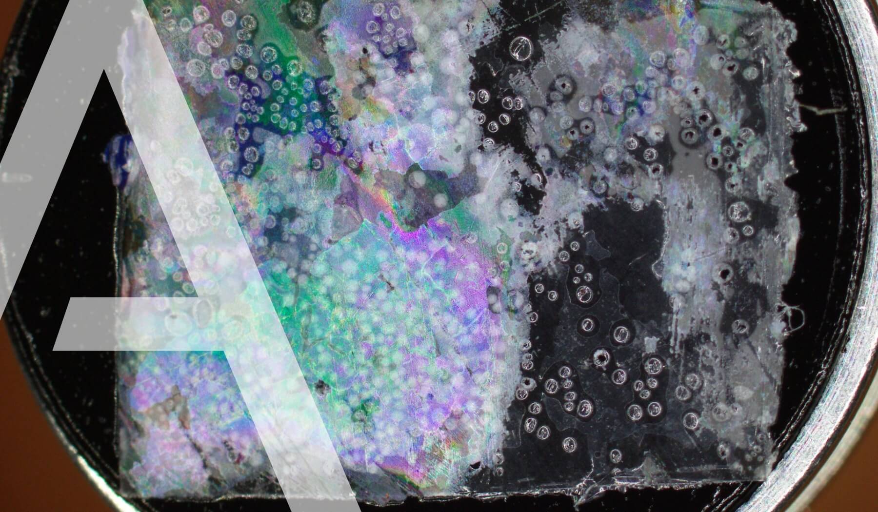 Close-up of glass analysis