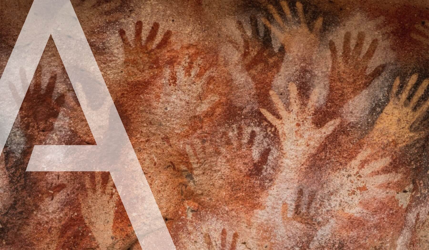 Prehistoric rock paintings on cave walls