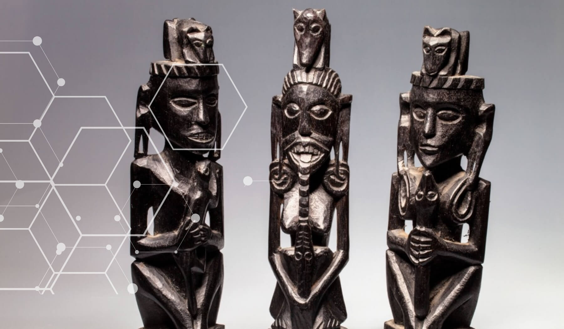 Tribal wooden figurines carved from wood