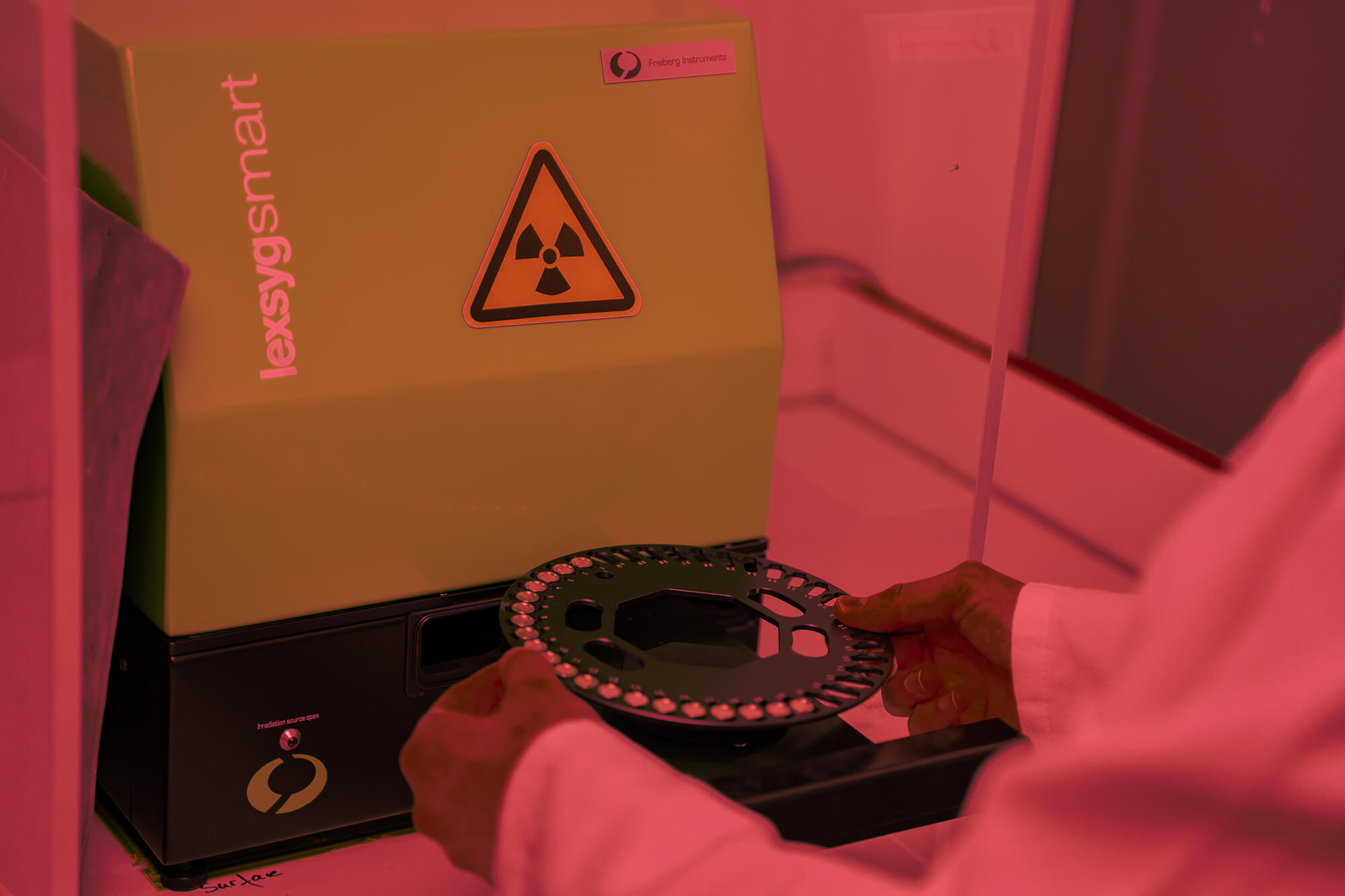 Thermoluminescence dating equipment in a laboratory