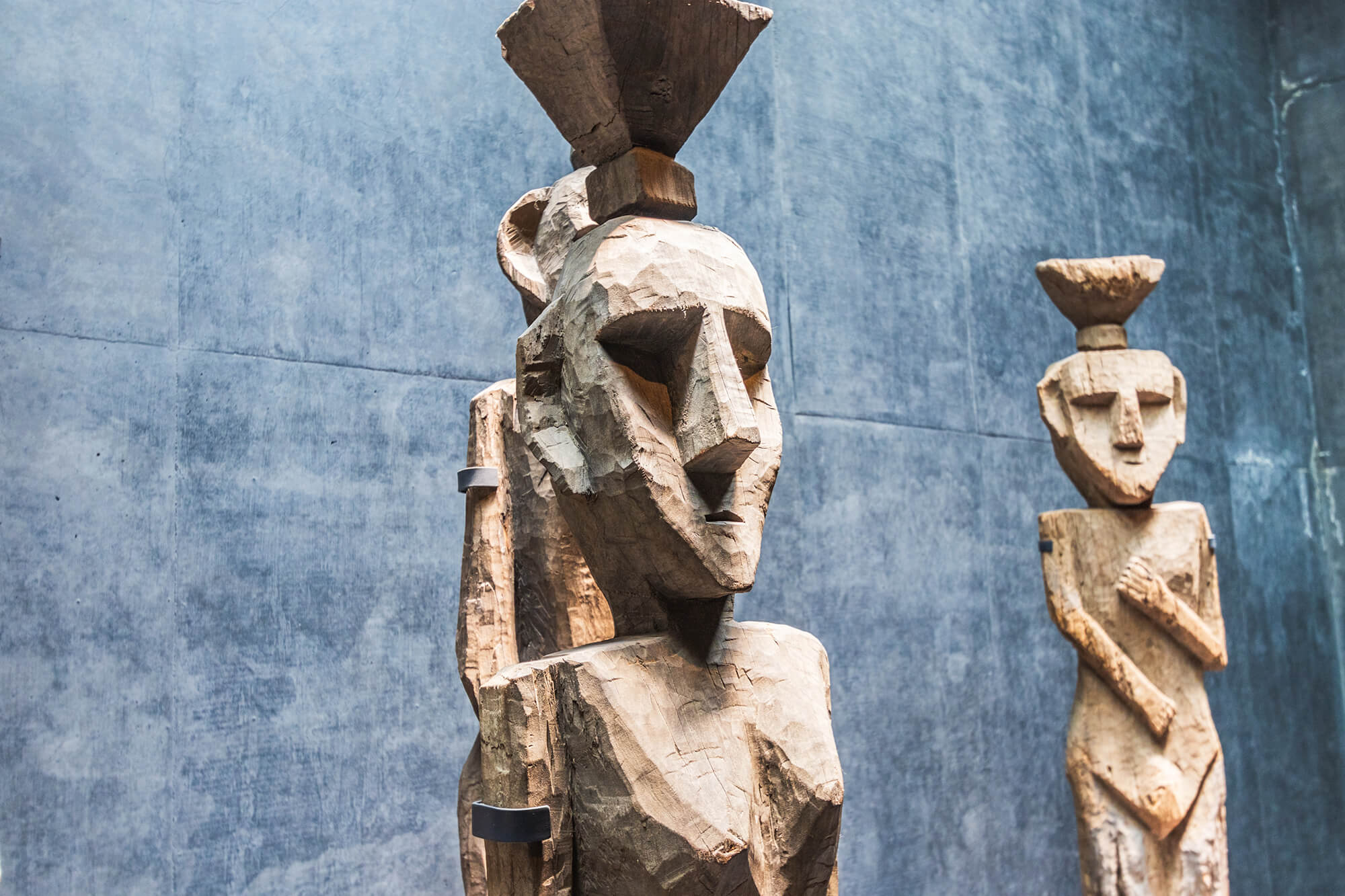 Carved wooden statue featuring intricate craftsmanship